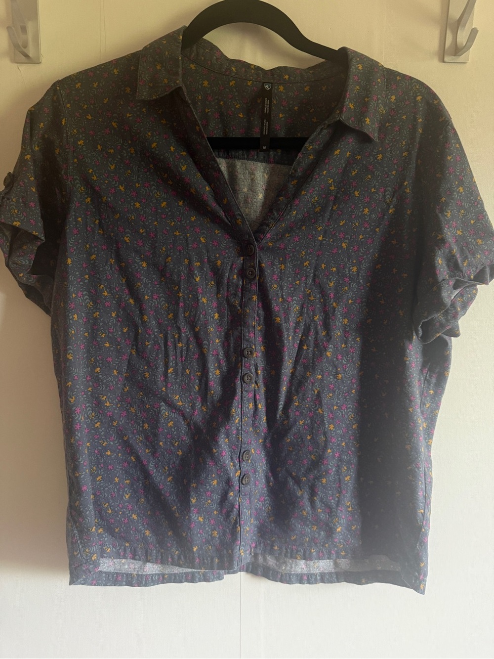 KÜHL Liliana Floral Short Sleeve Button Up Shirt Medium Cotton Ecovero